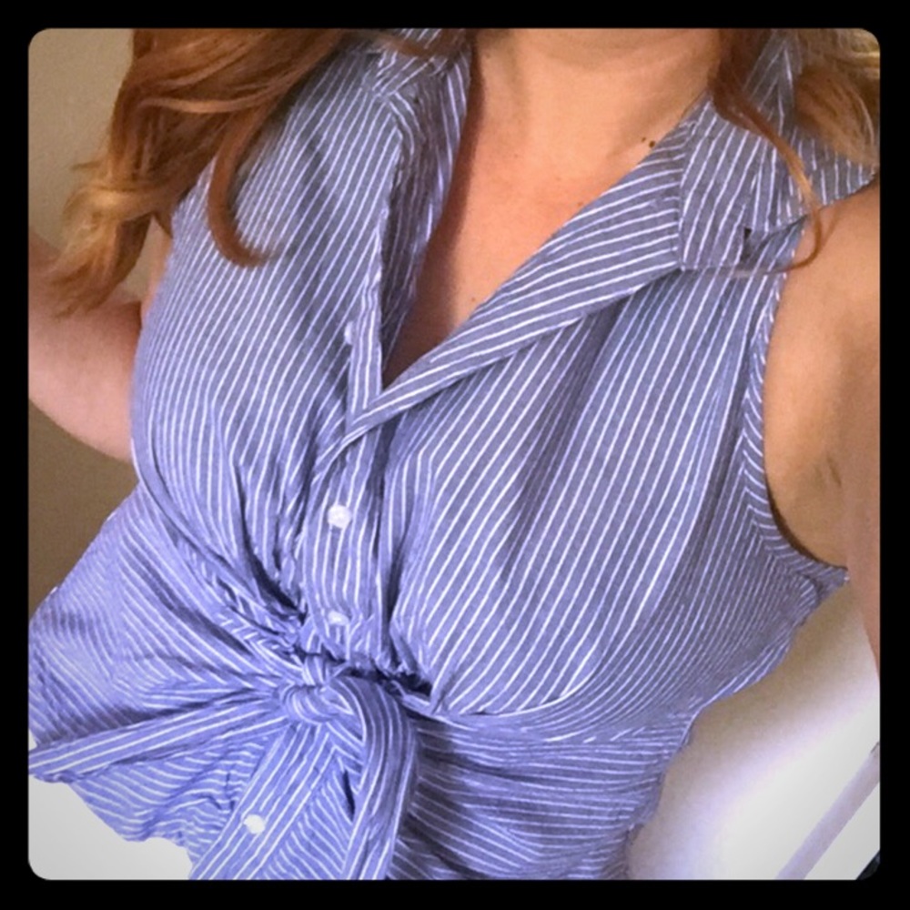Striped Button Down Blouse (sleeveless)